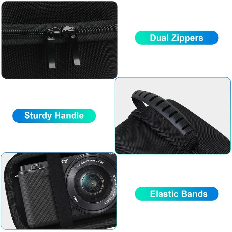 BOVKE Travel Carrying Case Compatible with Sony Alpha ZV-E10 - APS-C Mirrorless Digital Vlog Camera with 16-50mm Interchangeable Lens  Black - Image 3